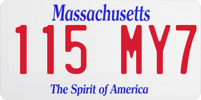 MA license plate 115MY7