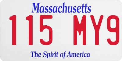 MA license plate 115MY9