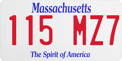 MA license plate 115MZ7