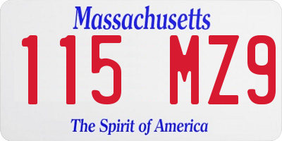 MA license plate 115MZ9