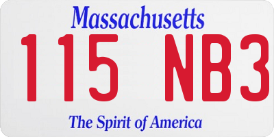 MA license plate 115NB3