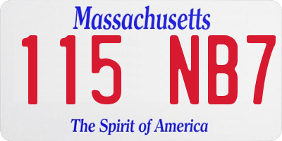MA license plate 115NB7