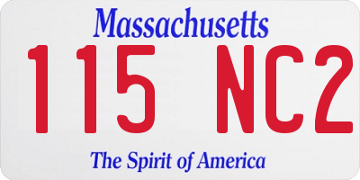 MA license plate 115NC2