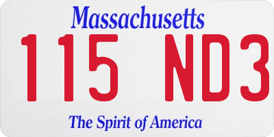 MA license plate 115ND3