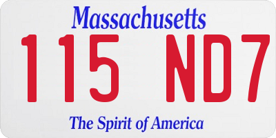 MA license plate 115ND7