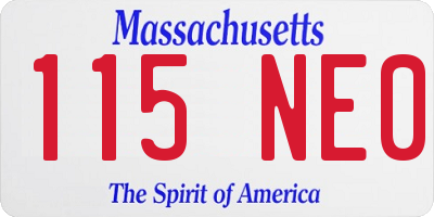 MA license plate 115NE0