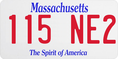 MA license plate 115NE2