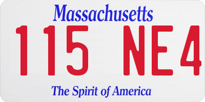 MA license plate 115NE4