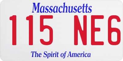 MA license plate 115NE6