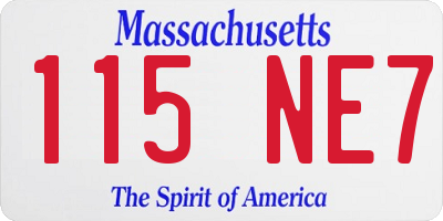 MA license plate 115NE7