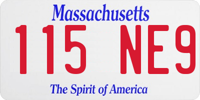 MA license plate 115NE9