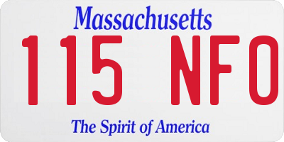 MA license plate 115NF0