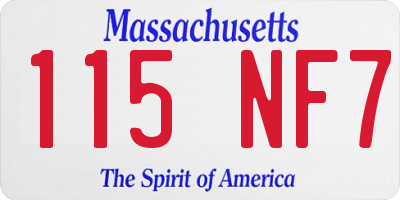 MA license plate 115NF7