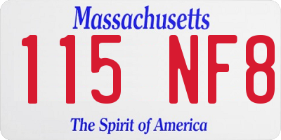 MA license plate 115NF8