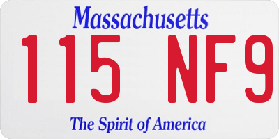 MA license plate 115NF9