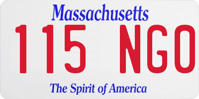 MA license plate 115NG0