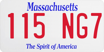 MA license plate 115NG7