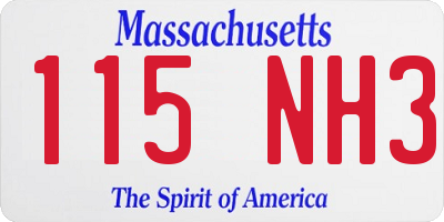MA license plate 115NH3