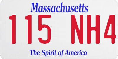 MA license plate 115NH4