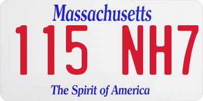 MA license plate 115NH7