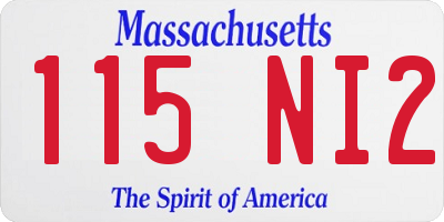 MA license plate 115NI2