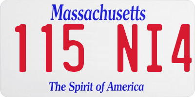 MA license plate 115NI4