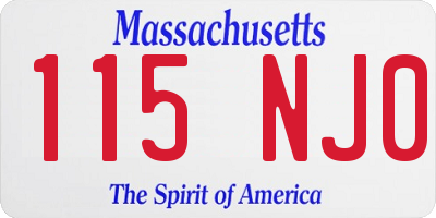 MA license plate 115NJ0
