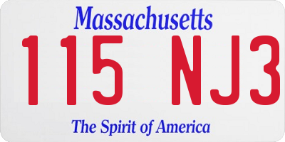 MA license plate 115NJ3