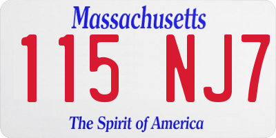 MA license plate 115NJ7