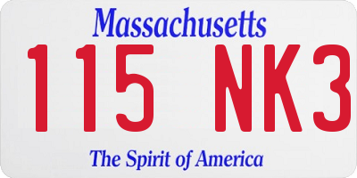 MA license plate 115NK3