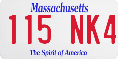 MA license plate 115NK4