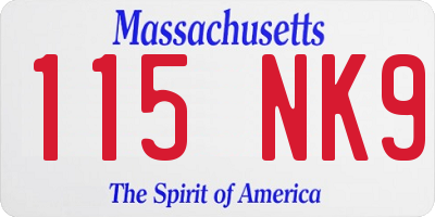 MA license plate 115NK9