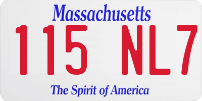 MA license plate 115NL7