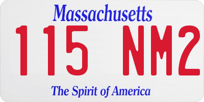 MA license plate 115NM2