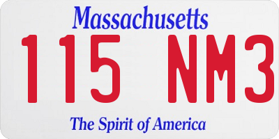 MA license plate 115NM3