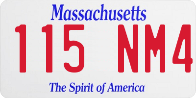 MA license plate 115NM4