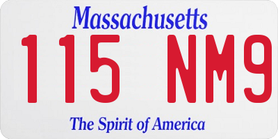 MA license plate 115NM9