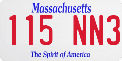 MA license plate 115NN3