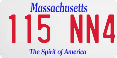 MA license plate 115NN4