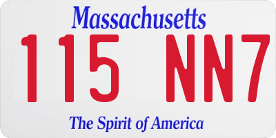 MA license plate 115NN7