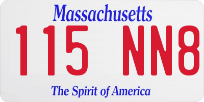 MA license plate 115NN8