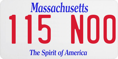 MA license plate 115NO0