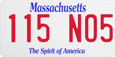 MA license plate 115NO5