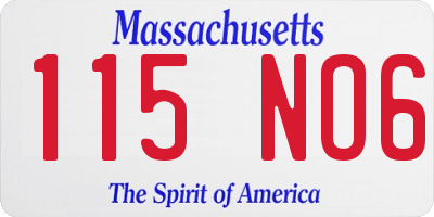 MA license plate 115NO6