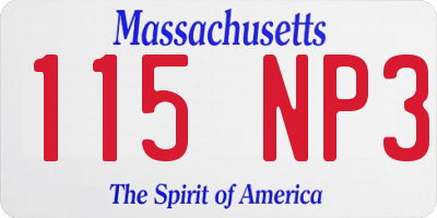 MA license plate 115NP3