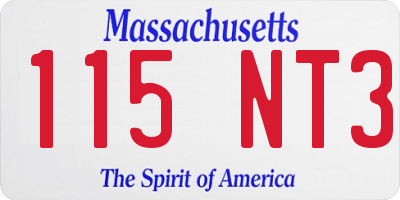 MA license plate 115NT3