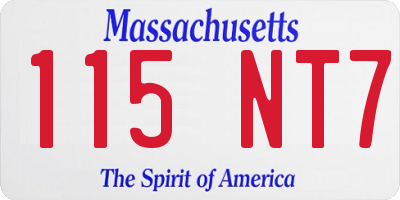 MA license plate 115NT7