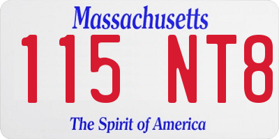 MA license plate 115NT8