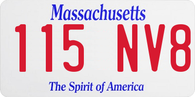 MA license plate 115NV8
