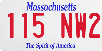 MA license plate 115NW2